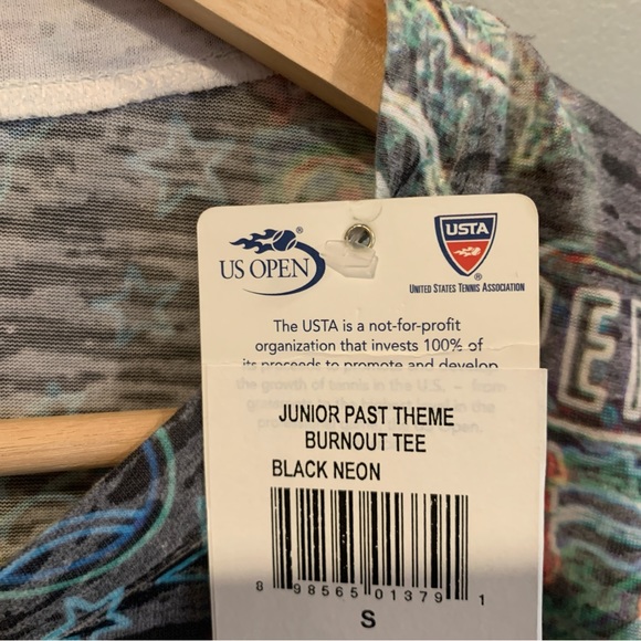 USTA US Open Collage Blackout Black Burnout Print Short Sleeve T-Shirt Size S - Picture 8 of 8